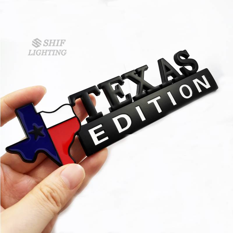 1pc Stiker Emblem Texas EDTIION Metal Hitam Untuk Fender Samping Mobil JEEP Tundra Tacoma Fordge