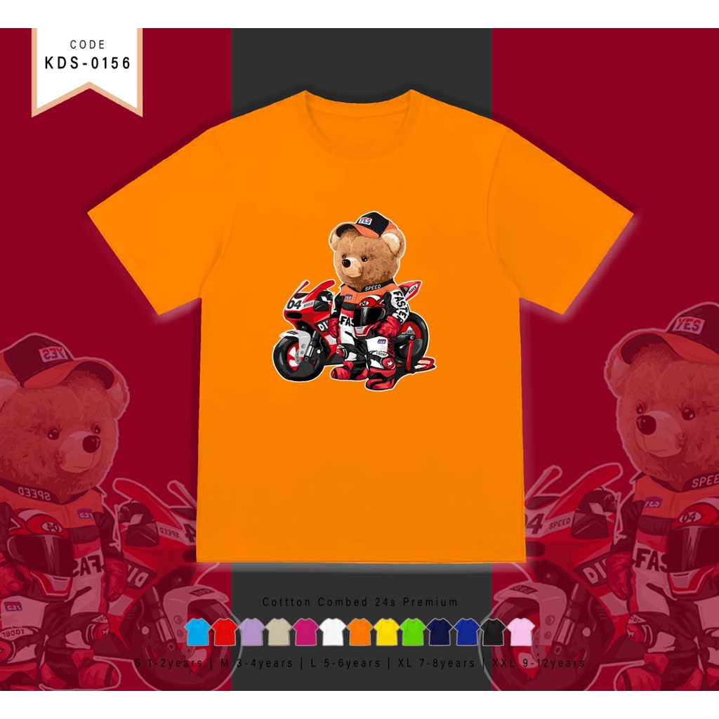 T-SHIRT / KAOS ANAK-ANAK TERMURAH BERGAMBAR BEAR MOTOR - TERIMA CUSTOM KAOS KELUARGA