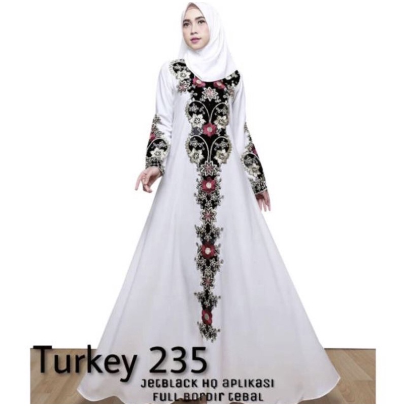 GAMIS ABAYA SYAR’I WARNA PUTIH TURKEY 235 CANTIK MURAH COD