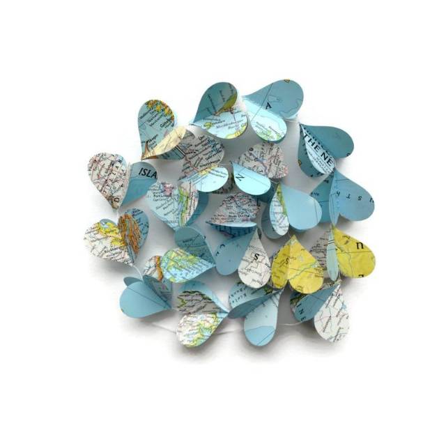 Garland Paper Love Peta Tirai Kertas Art Hiasan Ruangan Peta Garland Peta Pajangan Kamar Tirai Pintu