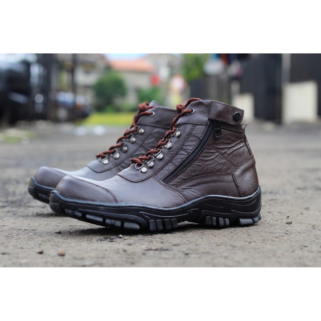 RUBICON-SEPATU BOOTS PRIA SEPATU LAPANGAN SAFETY KULIT ASLI RUBICON MORISAY KULIT