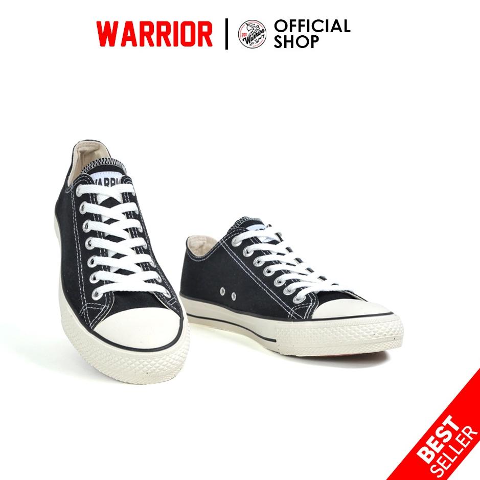 (TERLARIS) Warrior Sparta Hitam Putih LC - Sepatu Sekolah Warrior Pendek