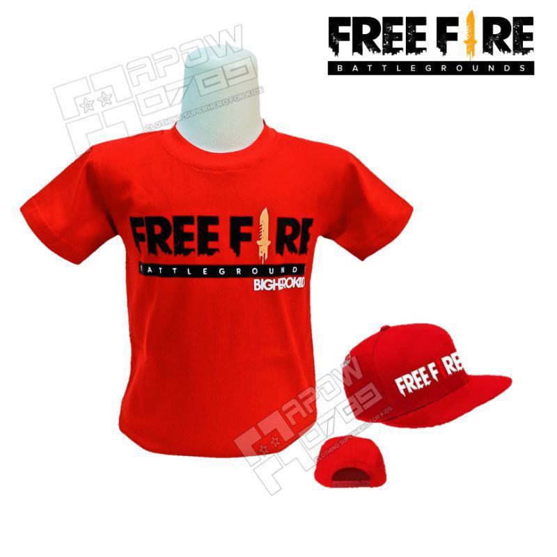 Baju kaos anak free fire gratis topi - baju anak