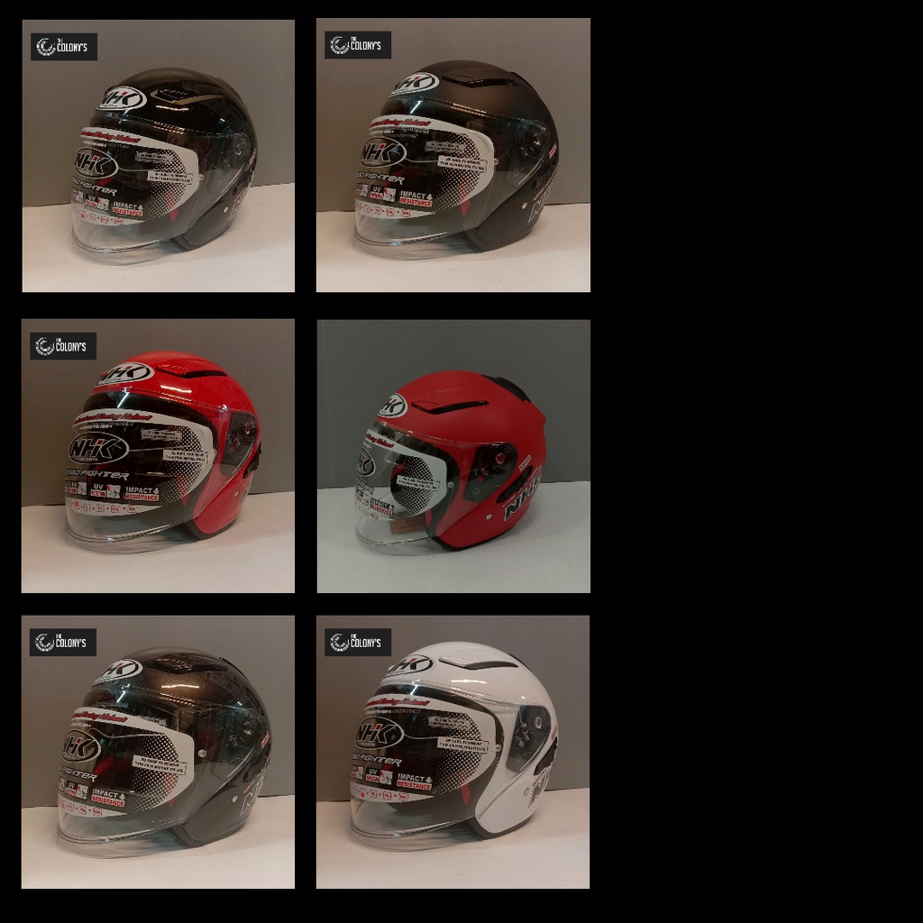 Jual HELM NHK HALFFACE POLOS HELM NHK DOUBLE VISOR HELM NHK DUA 2 KACA