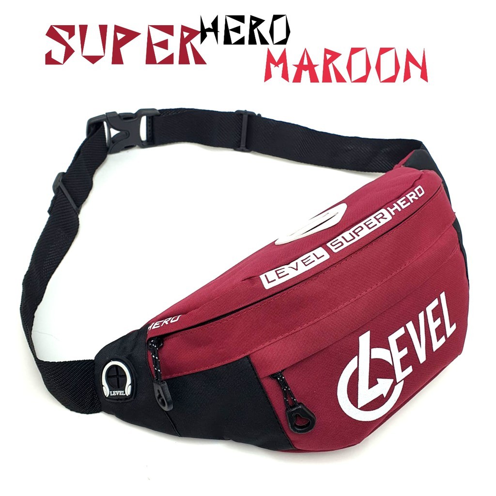 HANDBAGKU TAS LEVEL PRIA FASHION WAISTBAG SUPER HERO MAROM WIDOW STYLE KOREA  COWOK PINGGANG IMPORT