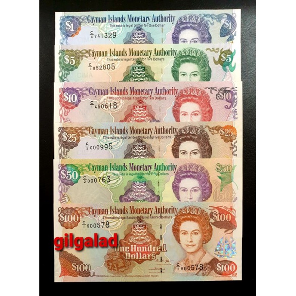 CAYMAN ISLANDS SET LENGKAP 5 LBR 1-100 DOLLAR 2001-2006 UANG ASING GRESS