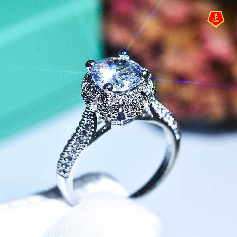 [Ready Stock]Crown Diamond Ring Temperament Luxury