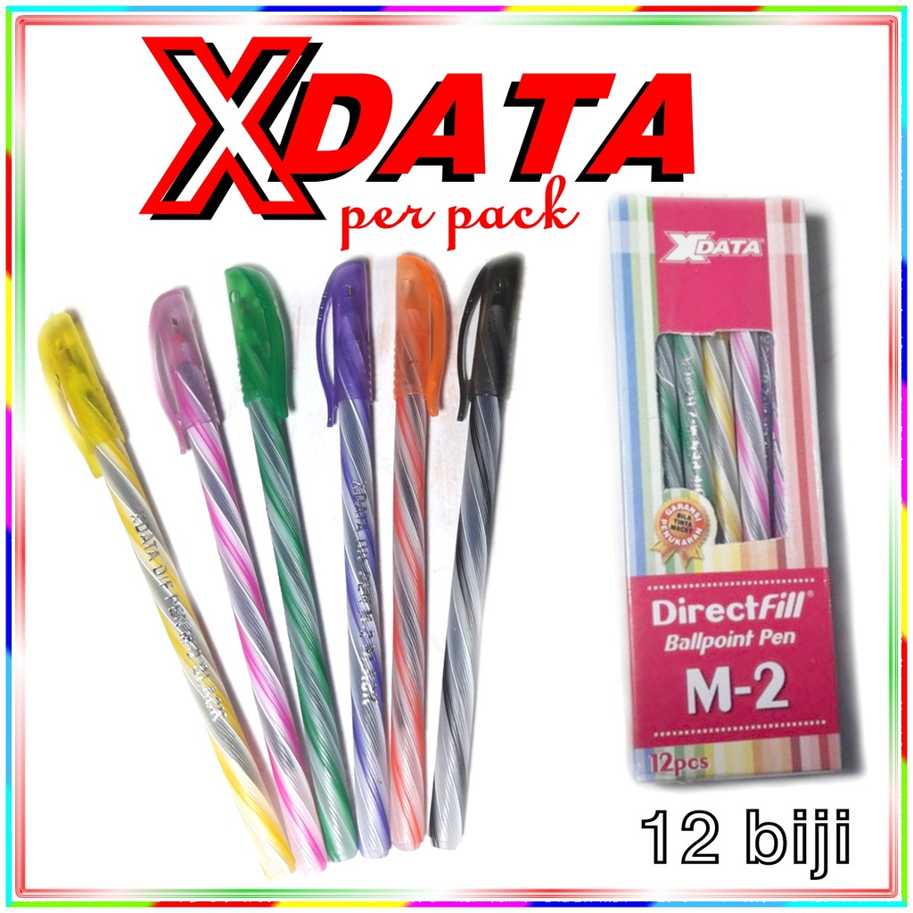 

1 pack satu lusin isi 12 pcs ballpoint pen pulpen XDATA tinta hitam