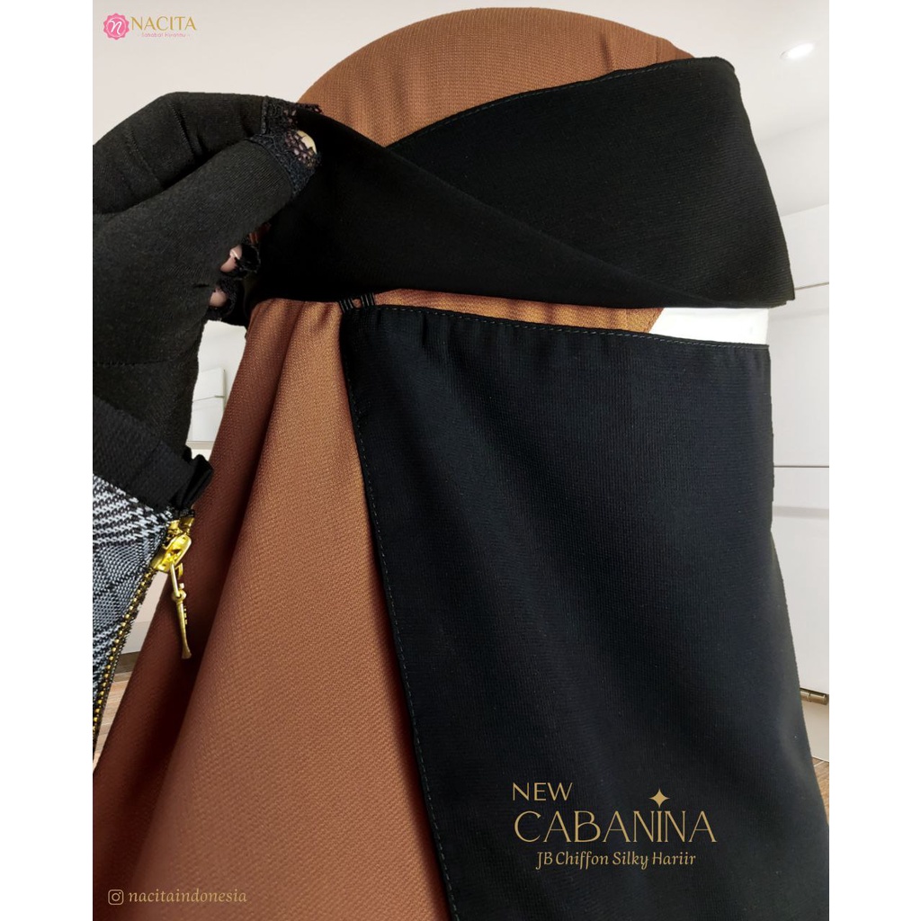 CABANINA CADAR BANDANA PONI HITAM PEKAT JETBLACK CHIFFON SILKY by NACITA klambieakhwat BISA COD