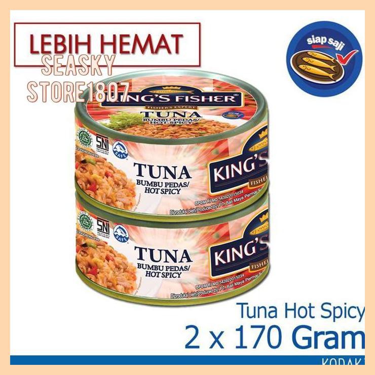 

[ PAKET 2 PCS KING'S FISHER TUNA KALEN CANNED HOT SPICY DAGING TUNA 170G]
