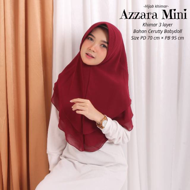 KHIMAR CERUTY BABYDOOL - HIJAB KHIMAR 3 LAYER - KHIMAR AZZARA MINI - BAHAN CERUTTY BABYDOLL PREMIUM