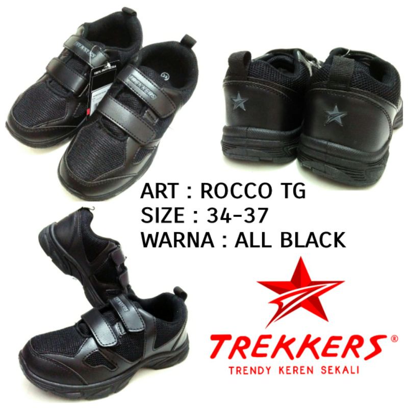 SEPATU ANAK SEKOLAH KREKETAN UNISEX TREKKERS ROCCO TG SIZE 34-37 Warna Hitam