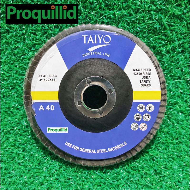 TAIYO MATA GERINDA 4" GRIT #40 TAIYO AMPLAS SUSUN FLAP DISC 4 INCH 4IN GRIT A40 A 40 TAIYO FLAP DISC