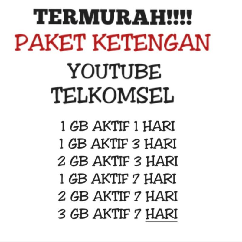 PAKET KETENGAN YOUTUBE KHUSUS KARTU TELKOMSEL