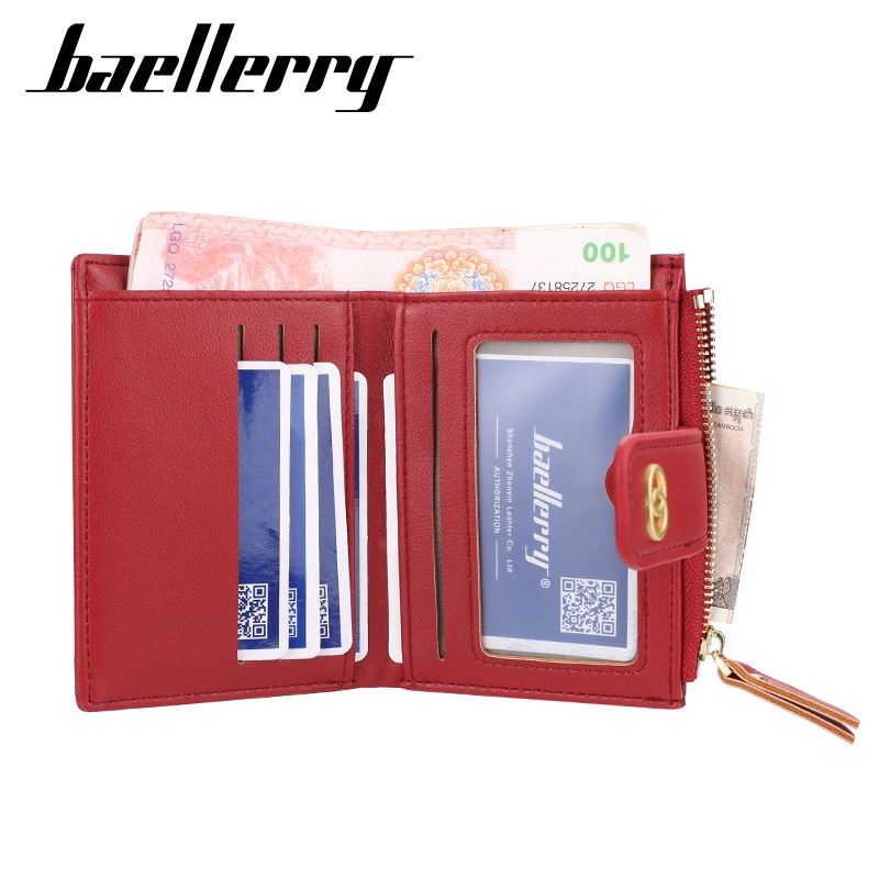 [BISA COD] BAELLERRY NR063 Dompet Wanita Kecil Dompet Pendek Lipat Dompet Kartu Wanita Bahan Kulit PU Leather Premium