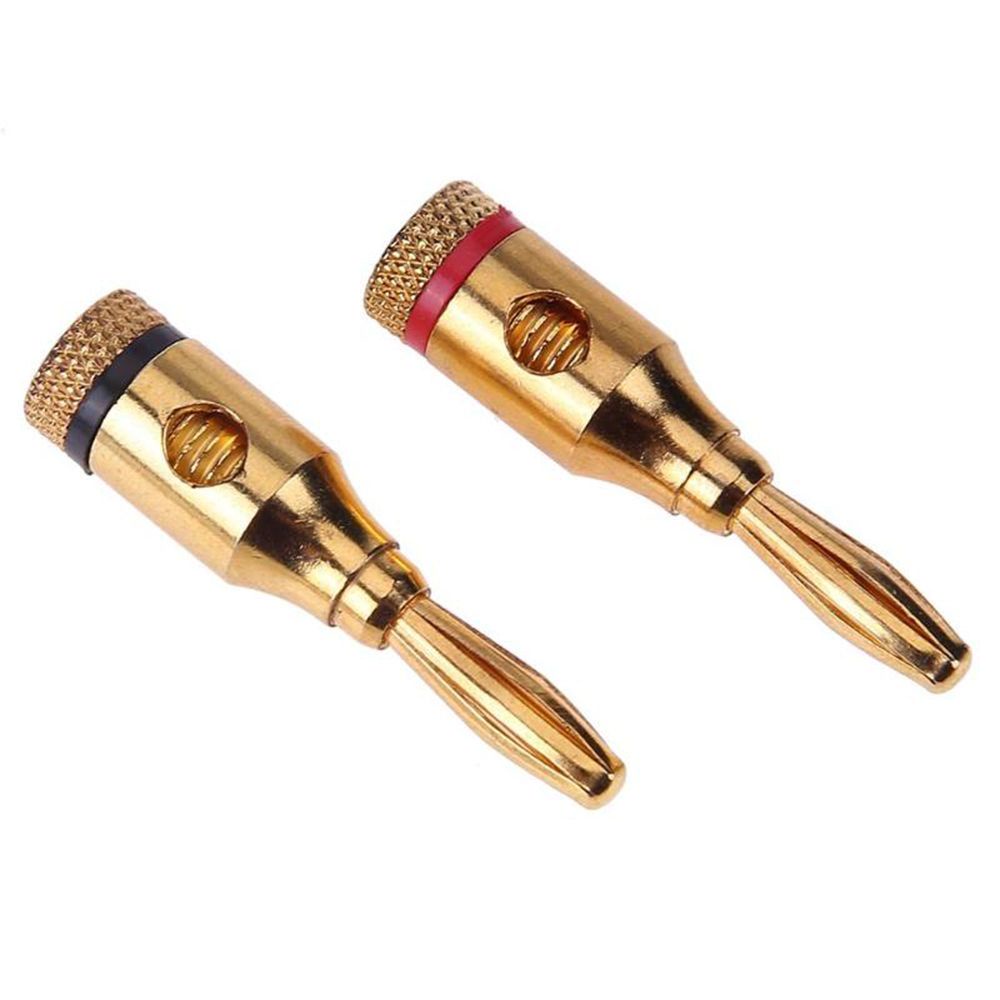 QUINTON 2pcs Banana Connector Amplifier Connectors Adapter 24k Gold-Plated Solder-Free 4mm Cable Wire Audio Speaker Plugs/Multicolor