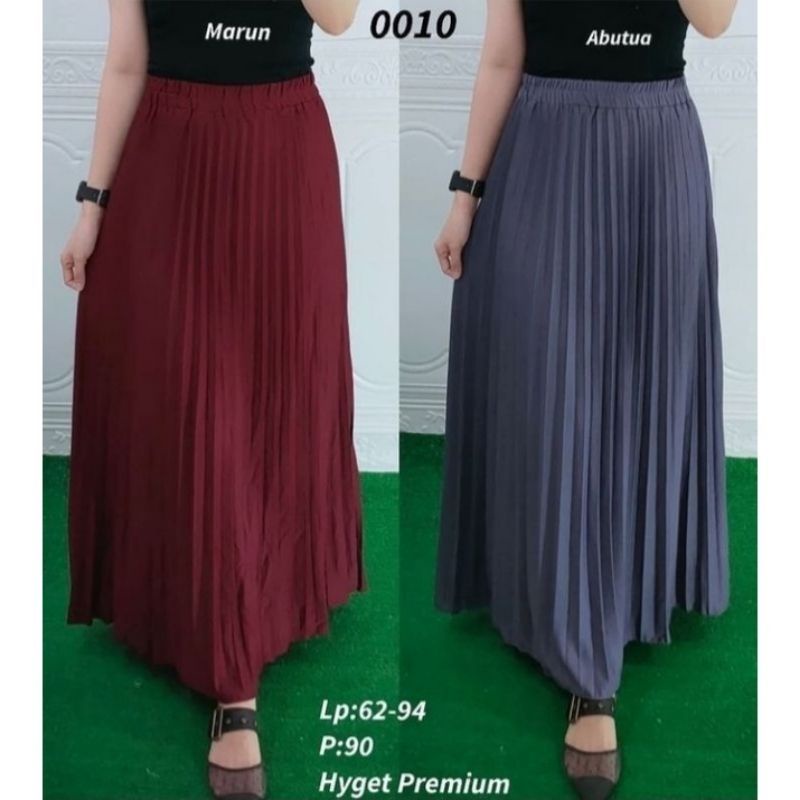 Rok Plisket Polos Hyget Lipit Mayung Premium Bawahan Wanita Murah Fit S-XL