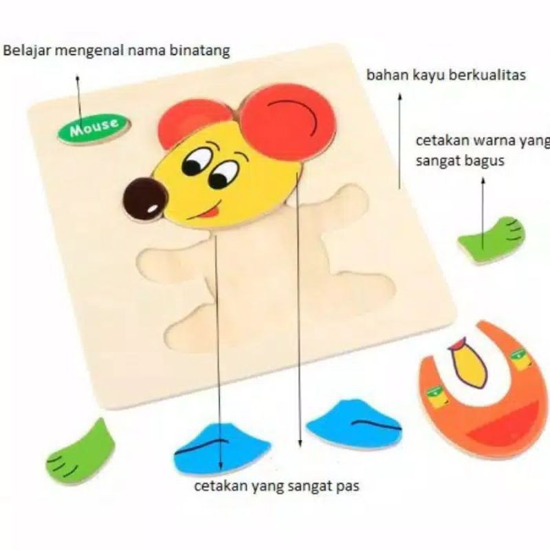 Mainan Edukasi Puzzle Kayu Anak 3D Part 2 Puzzel Kayu Jigsaw Edukatif Lucu Wooden Toys