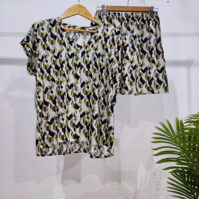 PIYAMA PENDEK RAYON | PIYAMA KANCING | BAJU RUMAHAN MURAH-TB 13
