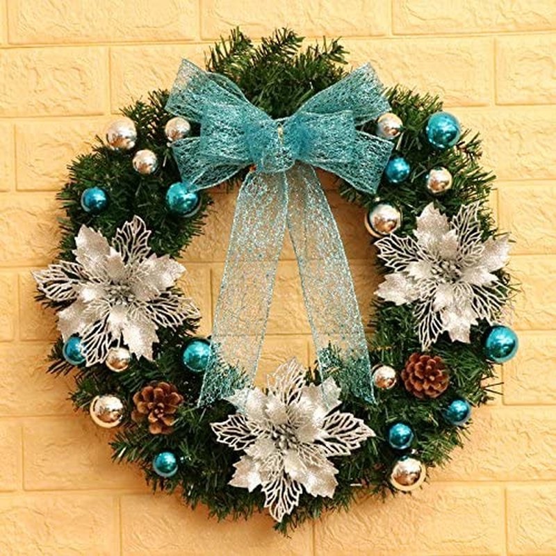 5pcs Ornamen Bunga Buatan Glitter Warna-Warni Untuk Dekorasi Pohon Natal