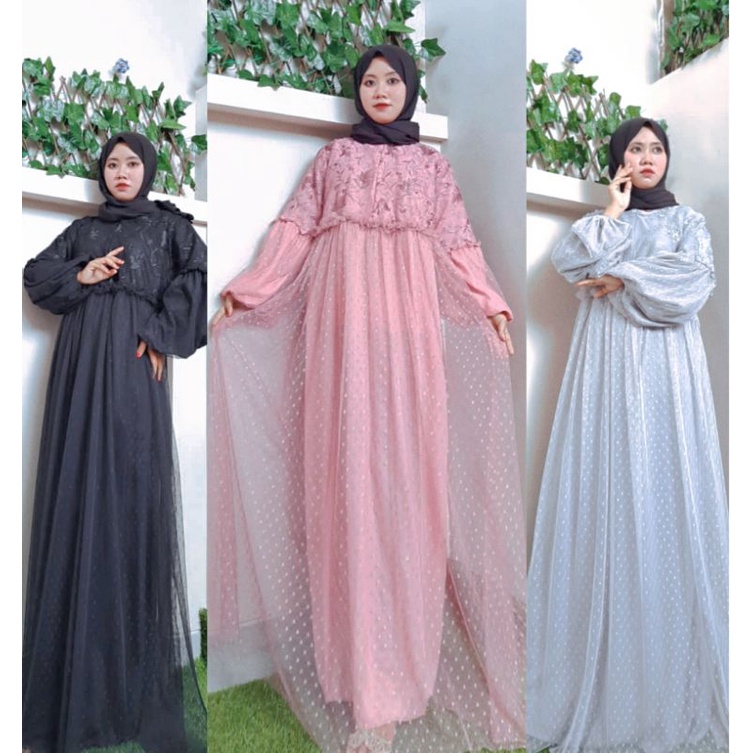 GAMIS PRINCESS BURKAT MIX TILE DOT FULL PURING / LILY DRESS LD 110/PB 140 /bayar di tempat COD