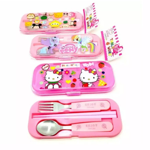 Sendok, Garpu, Sumpit Set Karakter Lucu / Sendok Set Anak / Souvenir