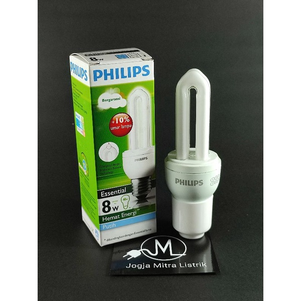 LAMPU PHILIPS ESSENTIAL 8 WATT / PLC JARI PHILIPS 8 WATT PUTIH