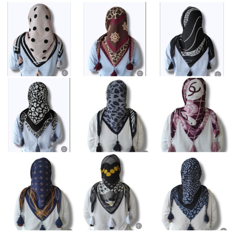 HIJAB SEGI EMPAT VOAL PLISKET MOTIF LEOPARD POLKADOT
