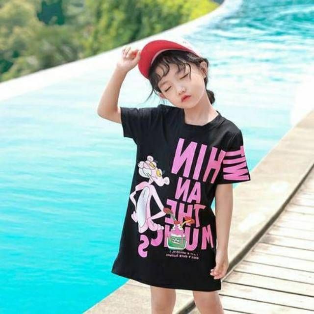 Dress import anak/dress karakter anak/dress pink panther