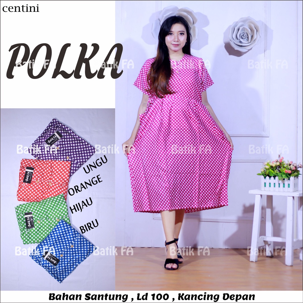 BATIK WANITA KEKINIAN DASTER BUSUI LENGAN PENDEK RAYON CENTINI ( HITPUT MONOCROM OSHIN DORRY SAKURA POLKA ) BUMIL KANCING DEPAN MURAH ADEM-CENTINI POLKA