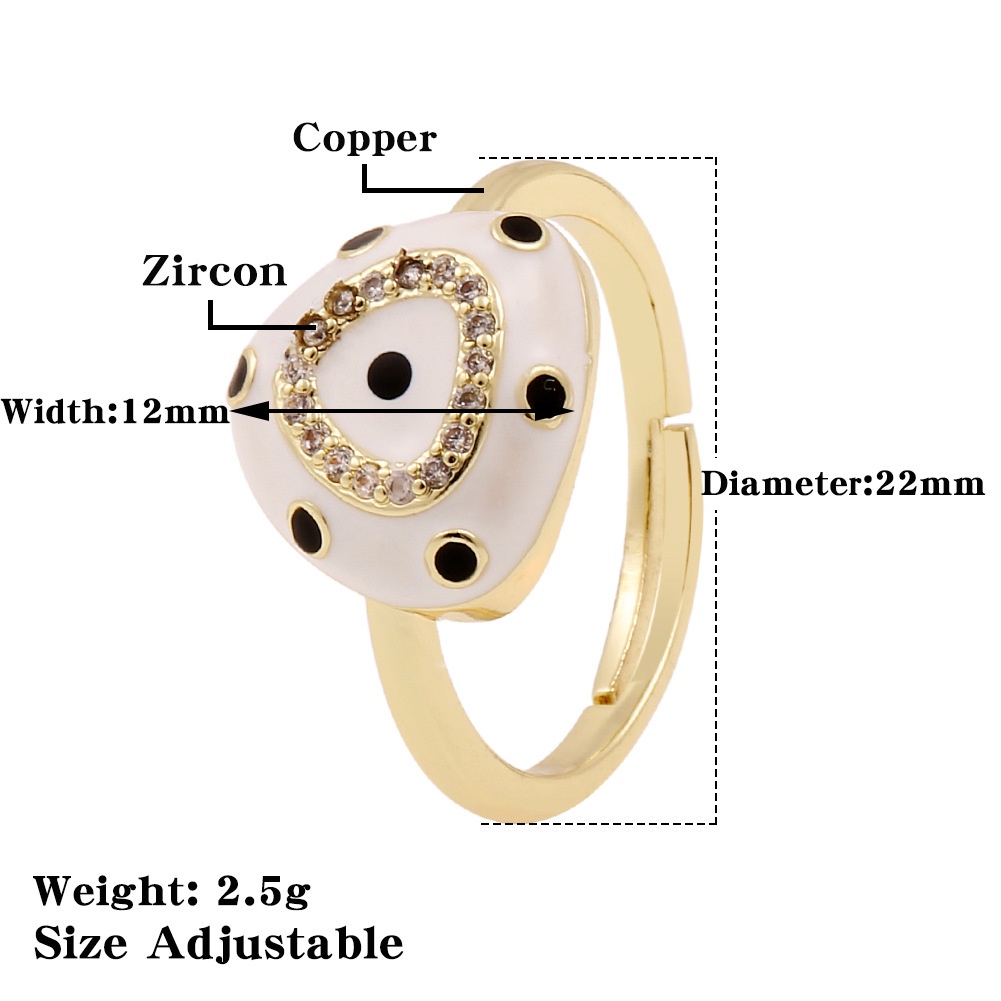 Eropa dan Amerika baru perhiasan tangan tembaga bertatahkan zircon tetes pembukaan cincin adjustable