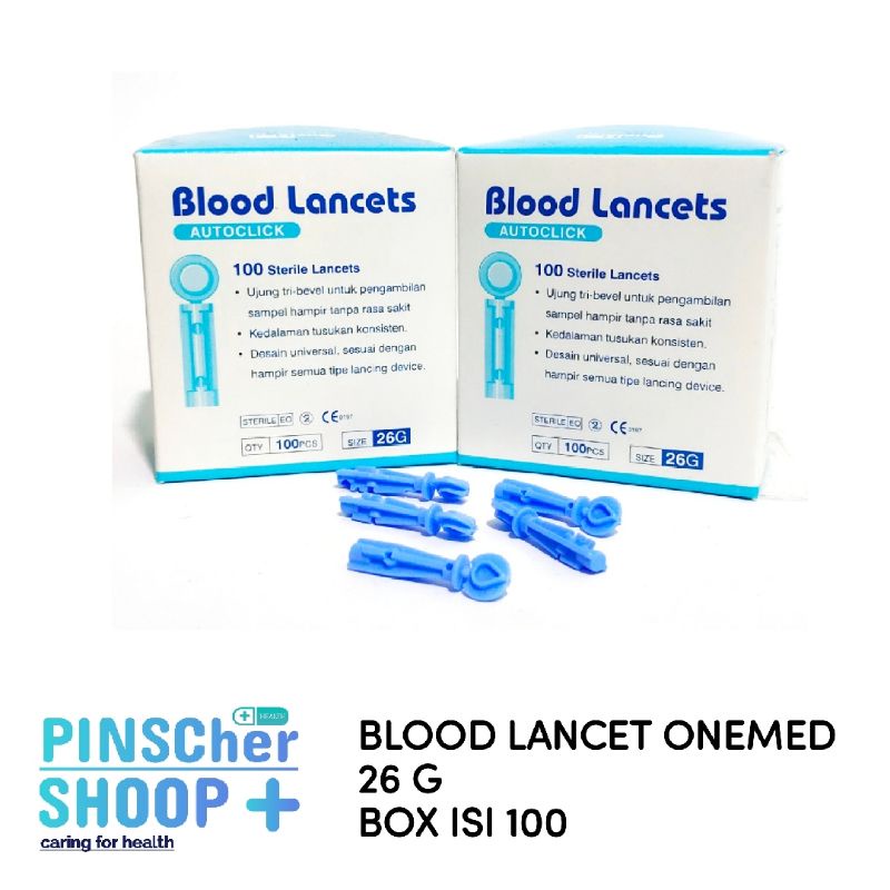 Blood Lancet 26G OneMed Isi 100 Pcs