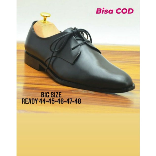 Original / Pantofel Aladin Pria Big Size 44-48 Oxford Kulit Asli Hitam Ukuran Besar, 45