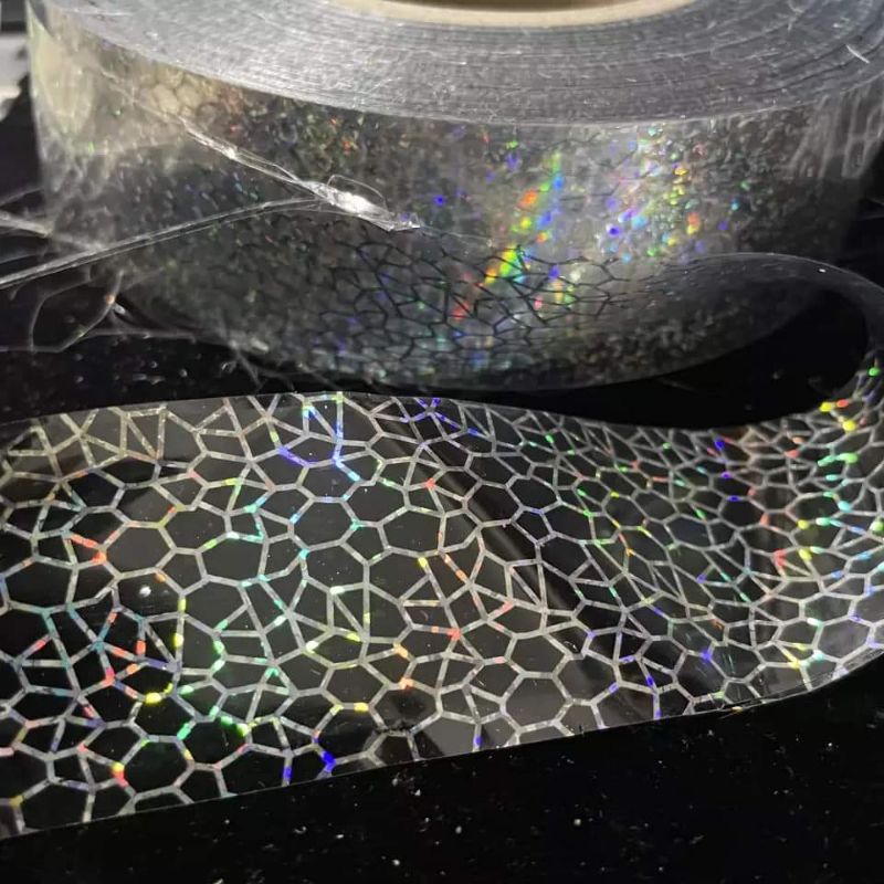 HOT STAMPING FOIL / HOLOGRAPHIC FOIL / HOLOGRAM FOIL MOTIF PECAH KACA TRANSPARAN 4 Cm x 5 Meter (Grosir)