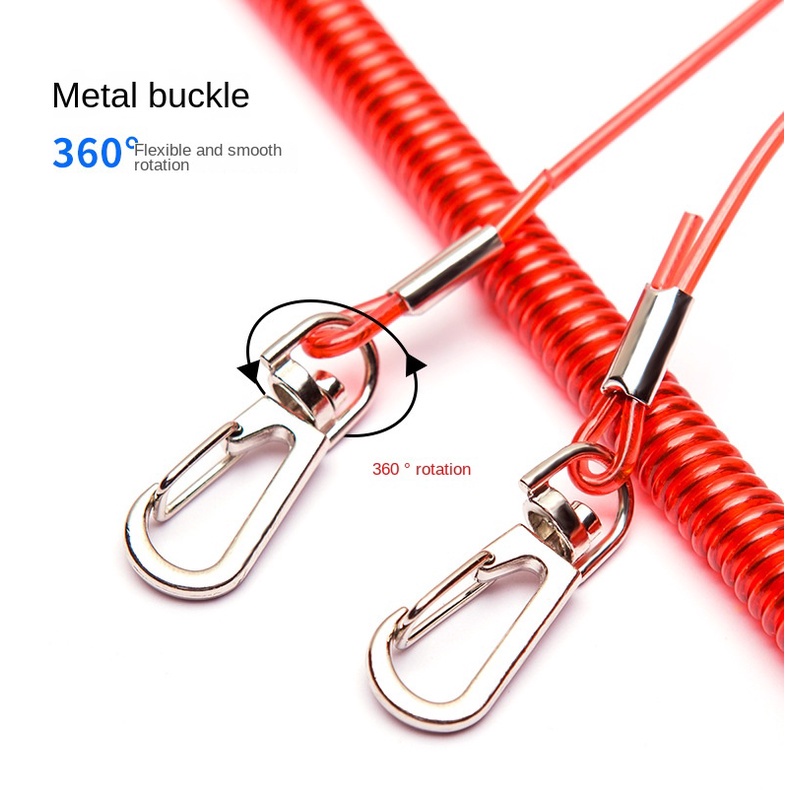 Fishing Lanyard Heavy Duty Coiled Lanyards Stainless Steel Wire Inside, Safety Rope Extension Cord Tether, Retractable Fishing Accessories