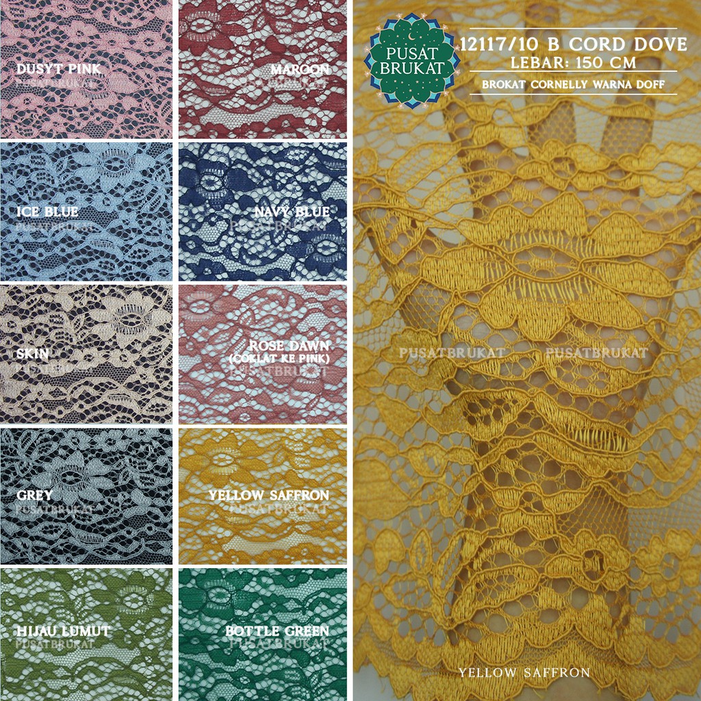 KAIN KEBAYA BRUKAT GLITTER / BAHAN BROKAT METALIK BELVA - LEBAR 150CM [harga per 0.5m]