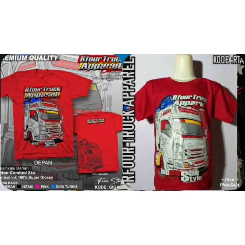 Kaos Rfour Truck Casual Baju Distro Truk Mania
