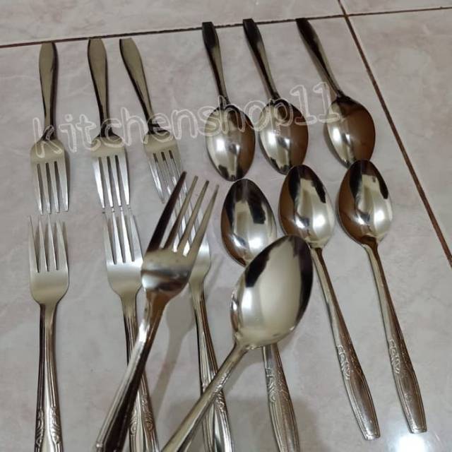 12pcs Sendok makan stainless murah isi 12pcs / sendok makan ekonomis isi 12 / garpu makan tebal / paket set sendok garpu stainless