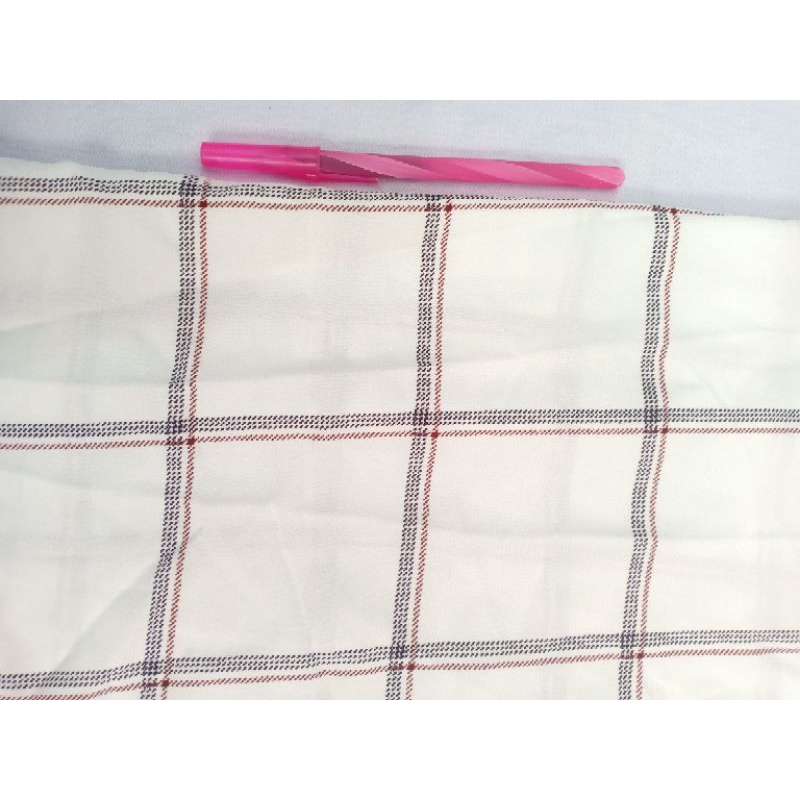 KAIN CERUTI MOTIF KOTAK DASAR PUTIH (REQ PANJANG 50 CM = Rp. 15.000)
