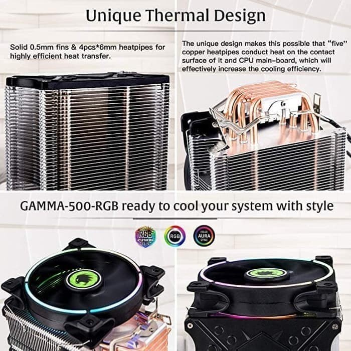 Gamemax CPU Cooler Gamma 500 Rainbow ARGB-Fan Processor