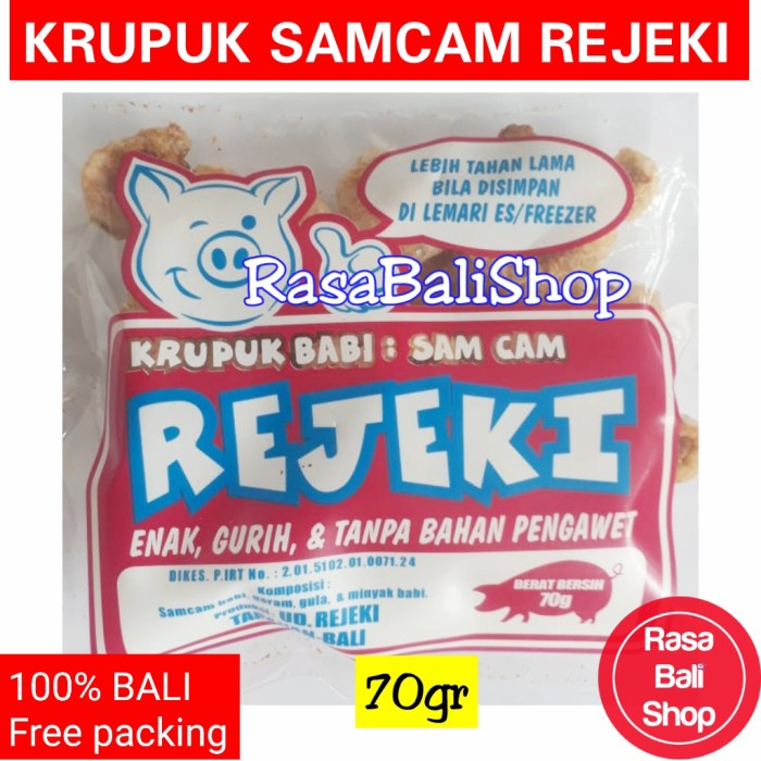 

✨COD✨ SAMCAN REJEKI 70GR, KERUPUK REJEKI, BABI REJEKI, RAMBAK BABI REJEKI