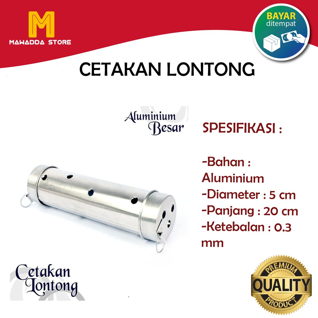 Cetakan Lontong Aluminium Anti Karat Besar 5 Cm X 20 Cm