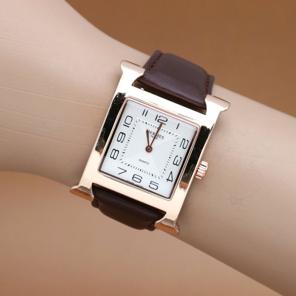 TER BARU -   Jam tangan wanita / cewek H**mes Simple Elegant Tali Kulit