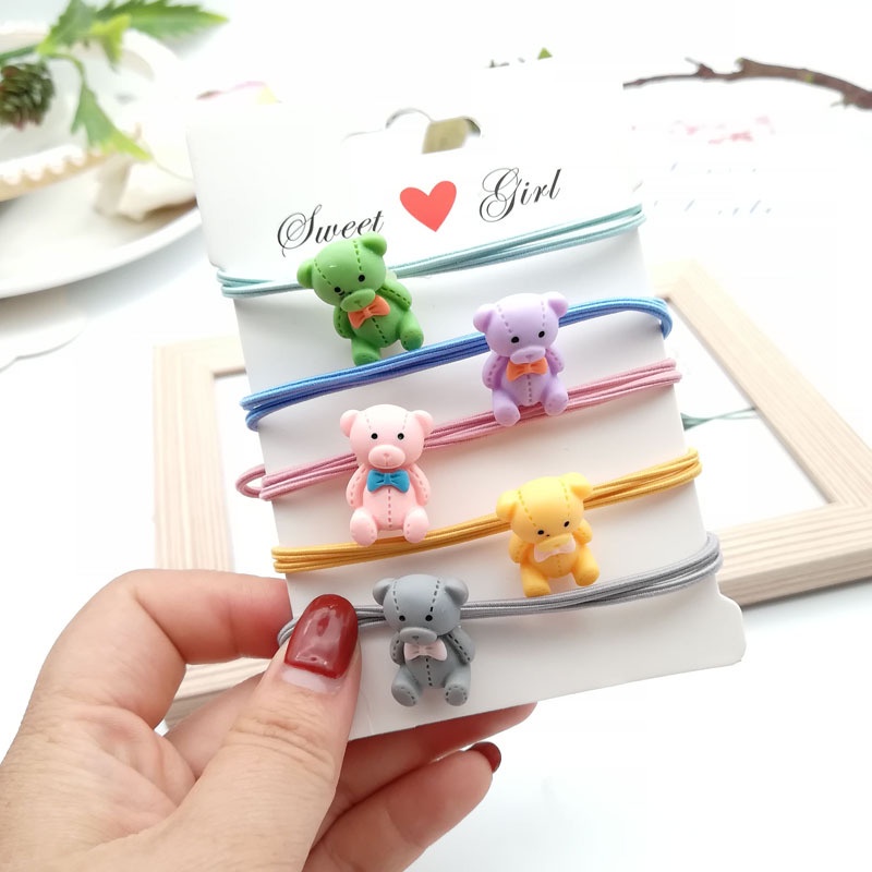 Grosir - F1016 Kuncir Rambut Beruang / Ikat Rambut Motif Bear / Karet Rambut Fashion Wanita / Cute Hairband