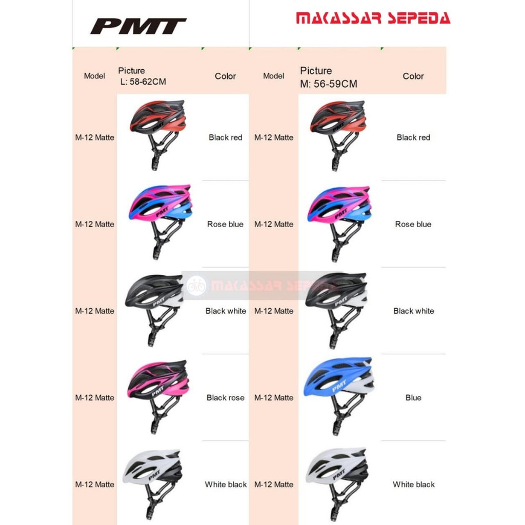 HELM SEPEDA PMT M12 VARIAN WARNA