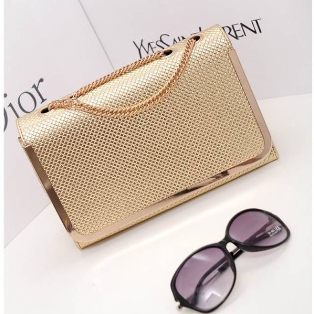 TAS CLUTCH WANITA 20557 Gold