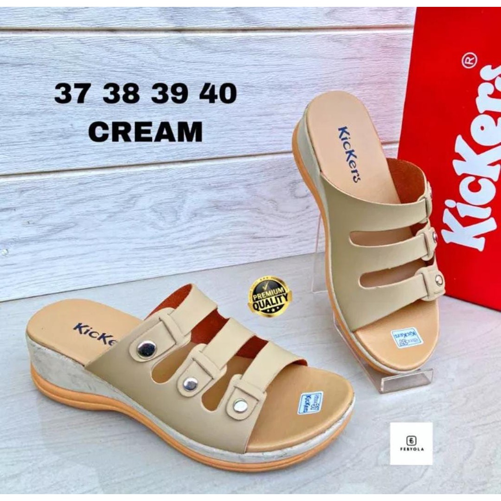 Sandal Wedges Wanita Kickers Sandal Kekinian (WEDGES BAN 3 KICKERS)