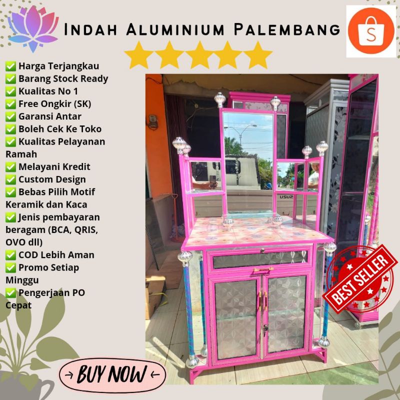 MEJA RIAS ALUMINIUM MINIMALIS PINK MURAH PALEMBANG