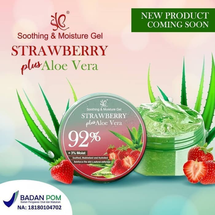 SYB SOOTHING &amp; MOISTURE GEL ALOEVERA GEL PLUS STRAWBERRY BPOM [ALOE 92 STRAW]