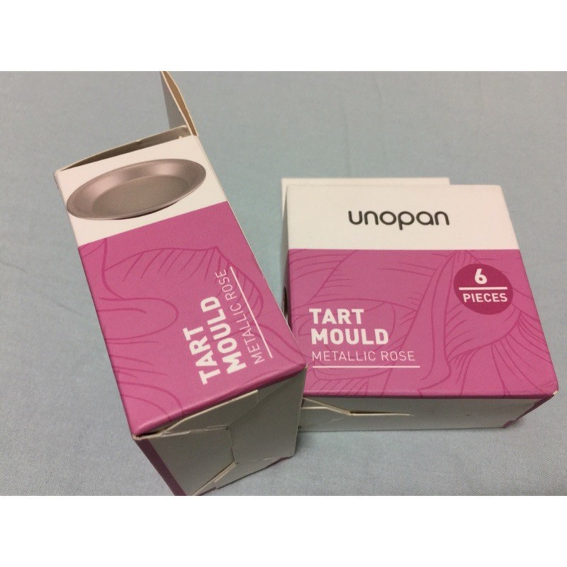 Unopan UN20043 Tart Mould pan set 6Pcs (Anodized) Metallic Rose 7cm